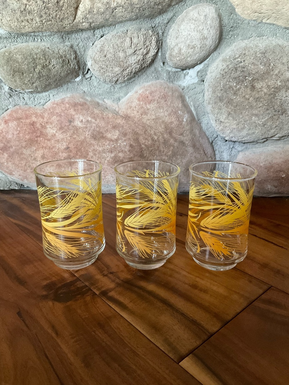 Vintage Libbey Golden Wheat Juice 
Glasses Set of 3